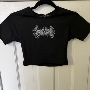 Black Graphic Crop Top